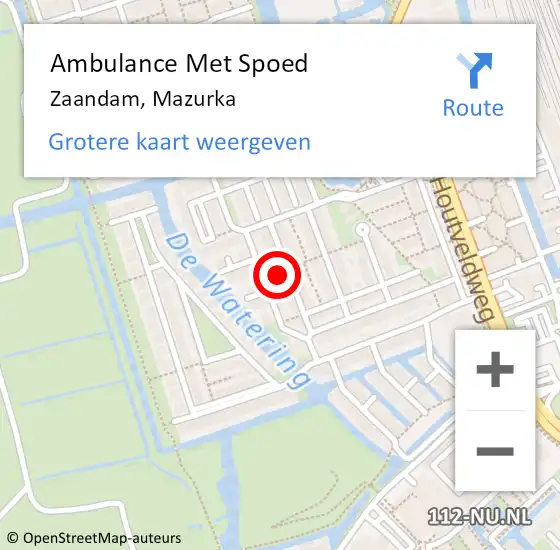 Locatie op kaart van de 112 melding: Ambulance Met Spoed Naar Zaandam, Mazurka op 23 december 2021 08:58