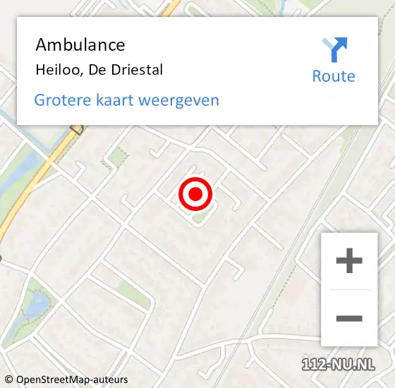 Locatie op kaart van de 112 melding: Ambulance Heiloo, De Driestal op 23 december 2021 09:31