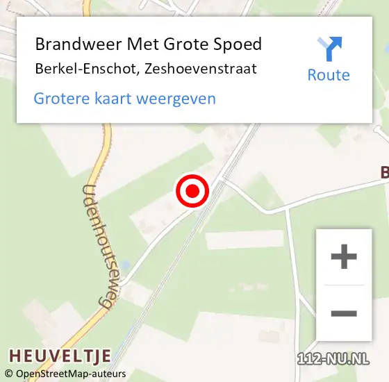 Locatie op kaart van de 112 melding: Brandweer Met Grote Spoed Naar Berkel-Enschot, Zeshoevenstraat op 23 december 2021 09:48