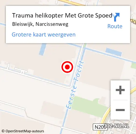 Locatie op kaart van de 112 melding: Trauma helikopter Met Grote Spoed Naar Bleiswijk, Narcissenweg op 23 december 2021 10:08