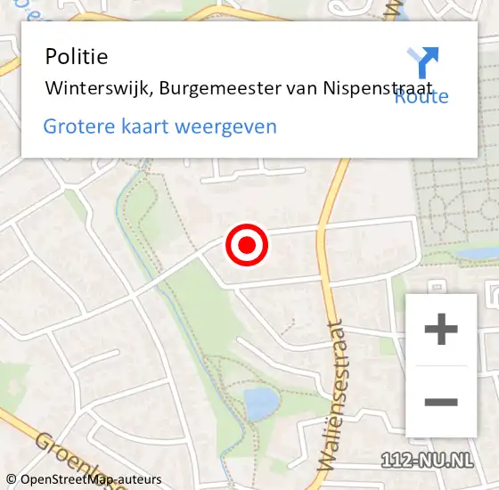 Locatie op kaart van de 112 melding: Politie Winterswijk, Burgemeester van Nispenstraat op 23 december 2021 10:13