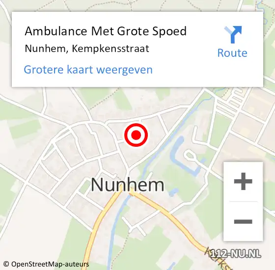 Locatie op kaart van de 112 melding: Ambulance Met Grote Spoed Naar Nunhem, Kempkensstraat op 23 december 2021 10:35