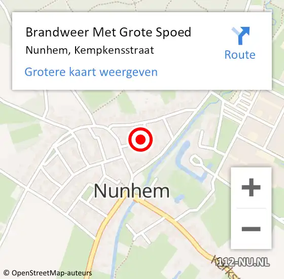 Locatie op kaart van de 112 melding: Brandweer Met Grote Spoed Naar Nunhem, Kempkensstraat op 23 december 2021 10:35