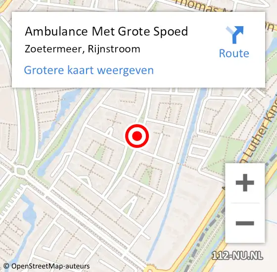 Locatie op kaart van de 112 melding: Ambulance Met Grote Spoed Naar Zoetermeer, Rijnstroom op 23 december 2021 10:56