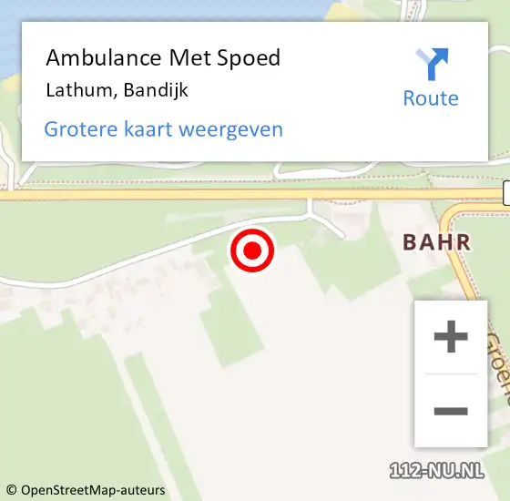 Locatie op kaart van de 112 melding: Ambulance Met Spoed Naar Lathum, Bandijk op 23 december 2021 11:01