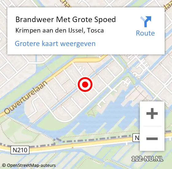 Locatie op kaart van de 112 melding: Brandweer Met Grote Spoed Naar Krimpen aan den IJssel, Tosca op 23 december 2021 11:21