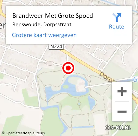 Locatie op kaart van de 112 melding: Brandweer Met Grote Spoed Naar Renswoude, Dorpsstraat op 23 december 2021 11:23