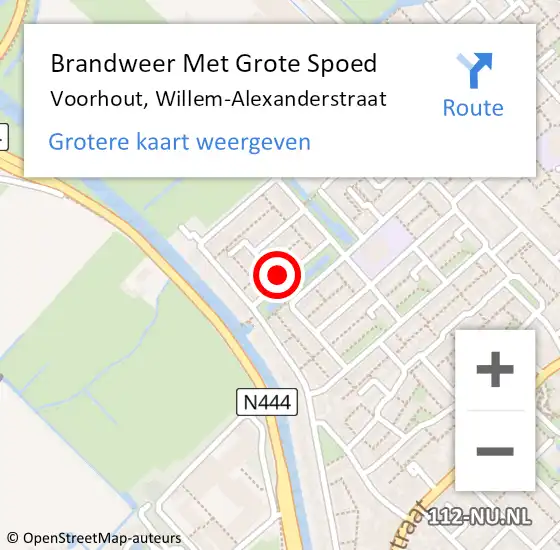 Locatie op kaart van de 112 melding: Brandweer Met Grote Spoed Naar Voorhout, Willem-Alexanderstraat op 23 december 2021 11:35