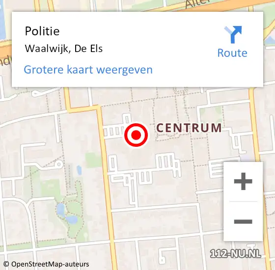 Locatie op kaart van de 112 melding: Politie Waalwijk, De Els op 23 december 2021 11:55