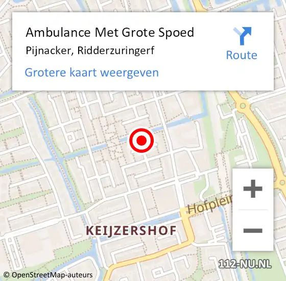 Locatie op kaart van de 112 melding: Ambulance Met Grote Spoed Naar Pijnacker, Ridderzuringerf op 23 december 2021 12:36