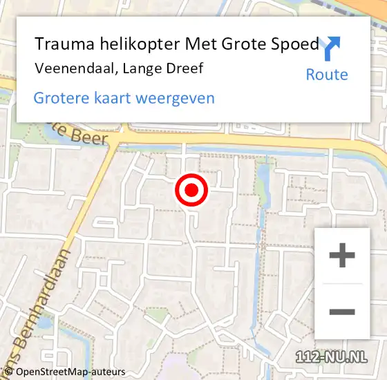 Locatie op kaart van de 112 melding: Trauma helikopter Met Grote Spoed Naar Veenendaal, Lange Dreef op 23 december 2021 12:45