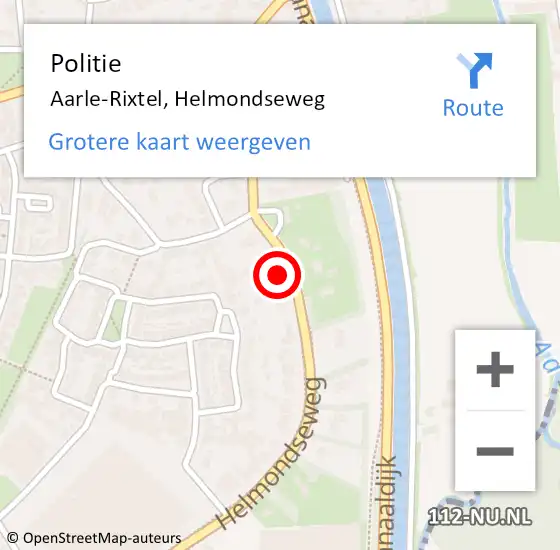 Locatie op kaart van de 112 melding: Politie Aarle-Rixtel, Helmondseweg op 23 december 2021 13:23