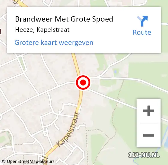 Locatie op kaart van de 112 melding: Brandweer Met Grote Spoed Naar Heeze, Kapelstraat op 23 december 2021 13:48