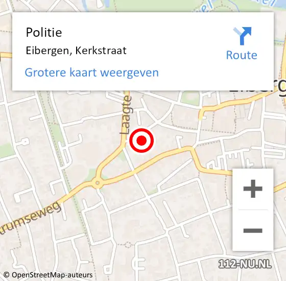 Locatie op kaart van de 112 melding: Politie Eibergen, Kerkstraat op 23 december 2021 13:56