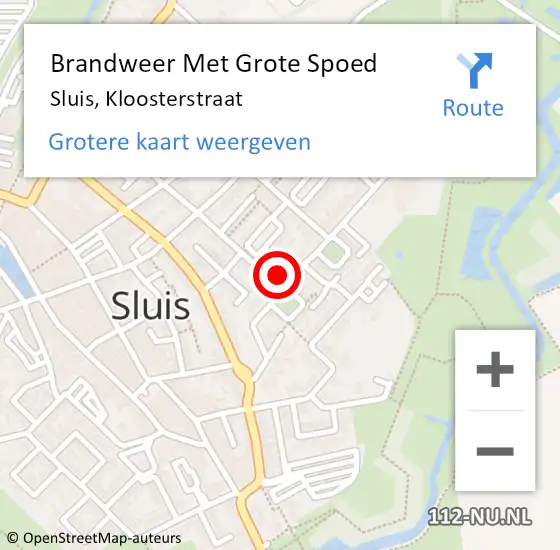 Locatie op kaart van de 112 melding: Brandweer Met Grote Spoed Naar Sluis, Kloosterstraat op 23 december 2021 14:13