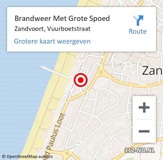 Locatie op kaart van de 112 melding: Brandweer Met Grote Spoed Naar Zandvoort, Vuurboetstraat op 23 december 2021 14:17