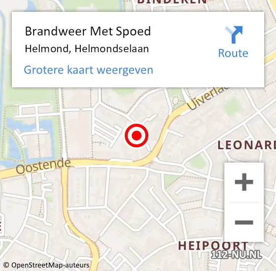 Locatie op kaart van de 112 melding: Brandweer Met Spoed Naar Helmond, Helmondselaan op 23 december 2021 14:32