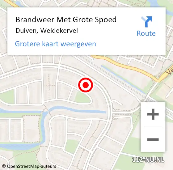 Locatie op kaart van de 112 melding: Brandweer Met Grote Spoed Naar Duiven, Weidekervel op 23 december 2021 14:59