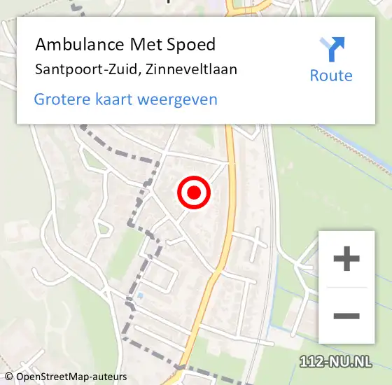 Locatie op kaart van de 112 melding: Ambulance Met Spoed Naar Santpoort-Zuid, Zinneveltlaan op 23 december 2021 15:07