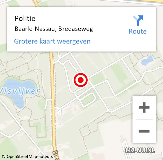 Locatie op kaart van de 112 melding: Politie Baarle-Nassau, Bredaseweg op 23 december 2021 15:45