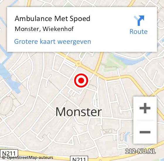 Locatie op kaart van de 112 melding: Ambulance Met Spoed Naar Monster, Wiekenhof op 23 december 2021 15:50