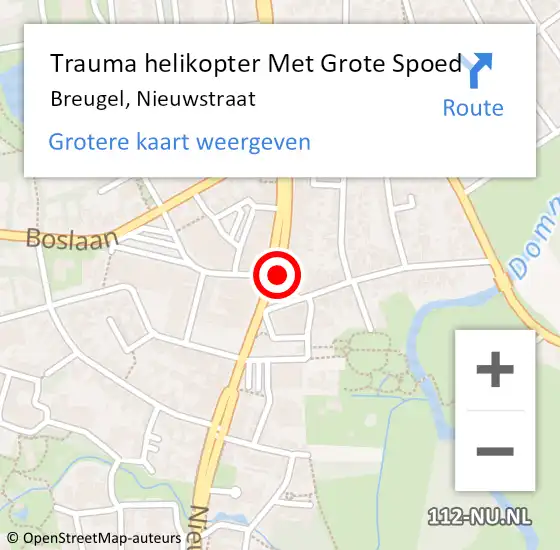 Locatie op kaart van de 112 melding: Trauma helikopter Met Grote Spoed Naar Breugel, Nieuwstraat op 23 december 2021 15:51