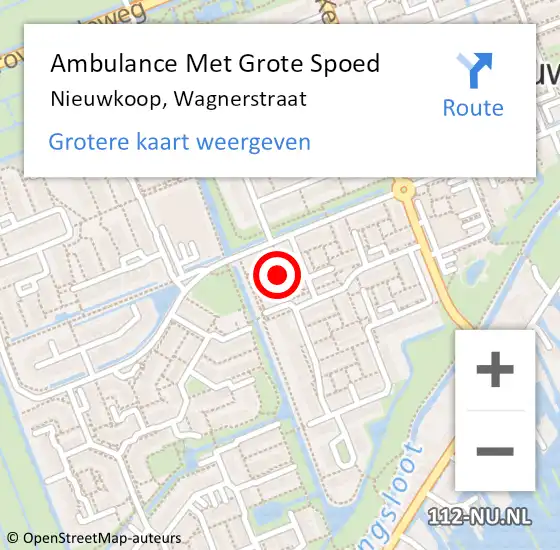 Locatie op kaart van de 112 melding: Ambulance Met Grote Spoed Naar Nieuwkoop, Wagnerstraat op 23 december 2021 16:14