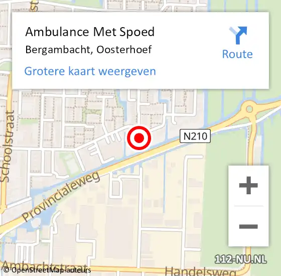 Locatie op kaart van de 112 melding: Ambulance Met Spoed Naar Bergambacht, Oosterhoef op 23 december 2021 16:24