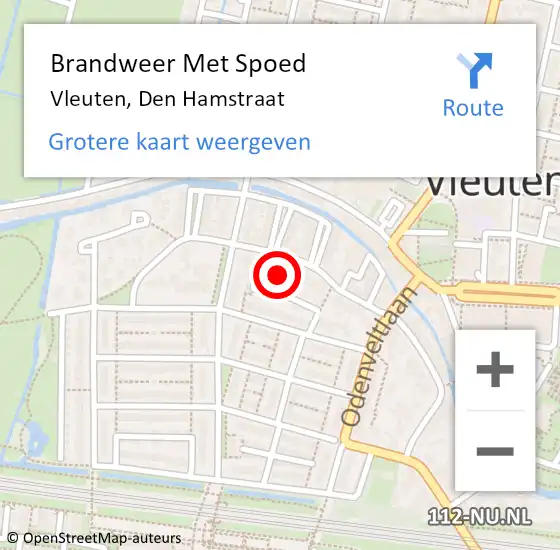Locatie op kaart van de 112 melding: Brandweer Met Spoed Naar Vleuten, Den Hamstraat op 23 december 2021 17:06