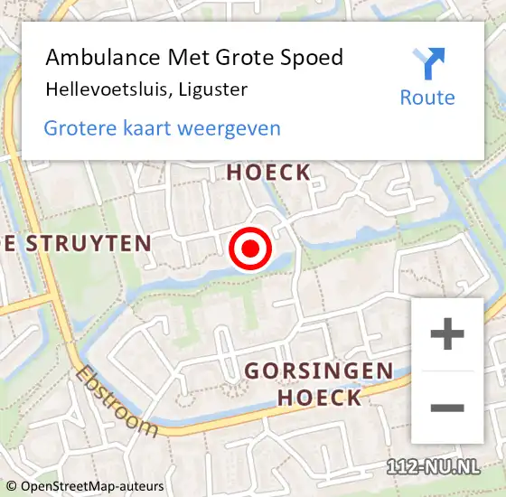 Locatie op kaart van de 112 melding: Ambulance Met Grote Spoed Naar Hellevoetsluis, Liguster op 23 december 2021 17:52