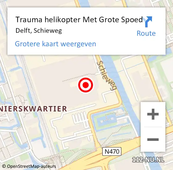 Locatie op kaart van de 112 melding: Trauma helikopter Met Grote Spoed Naar Delft, Schieweg op 23 december 2021 17:56