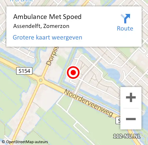 Locatie op kaart van de 112 melding: Ambulance Met Spoed Naar Assendelft, Zomerzon op 23 december 2021 17:57