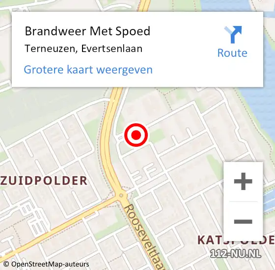 Locatie op kaart van de 112 melding: Brandweer Met Spoed Naar Terneuzen, Evertsenlaan op 23 december 2021 17:57