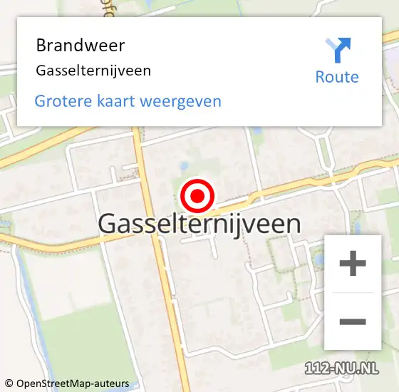 Locatie op kaart van de 112 melding: Brandweer Gasselternijveen op 23 december 2021 18:02