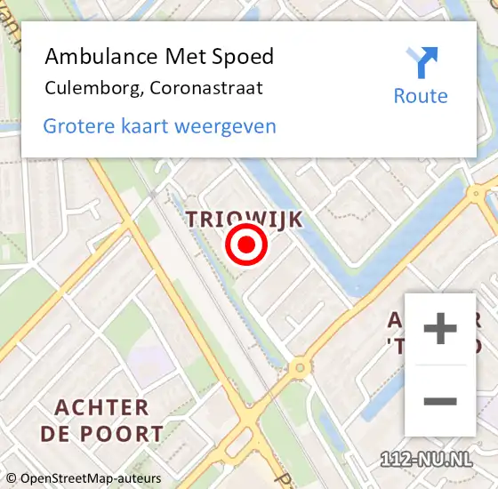 Locatie op kaart van de 112 melding: Ambulance Met Spoed Naar Culemborg, Coronastraat op 23 december 2021 18:04