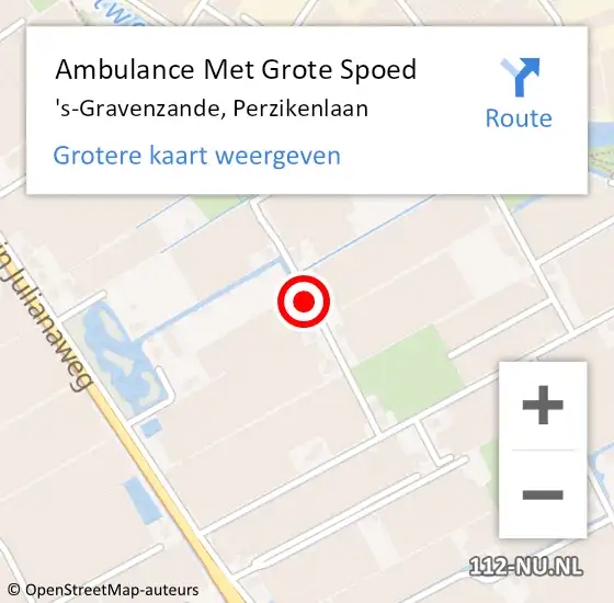 Locatie op kaart van de 112 melding: Ambulance Met Grote Spoed Naar 's-Gravenzande, Perzikenlaan op 23 december 2021 18:16