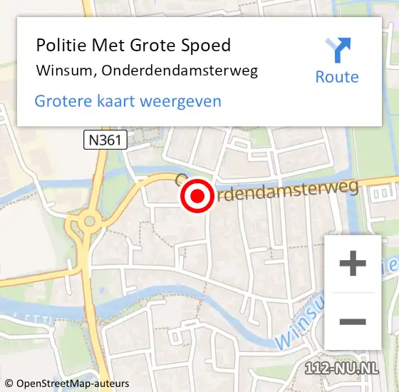 Locatie op kaart van de 112 melding: Politie Met Grote Spoed Naar Winsum, Onderdendamsterweg op 23 december 2021 18:33