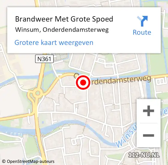 Locatie op kaart van de 112 melding: Brandweer Met Grote Spoed Naar Winsum, Onderdendamsterweg op 23 december 2021 18:33