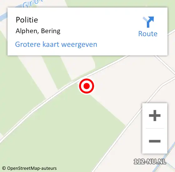 Locatie op kaart van de 112 melding: Politie Alphen, Bering op 23 december 2021 18:57