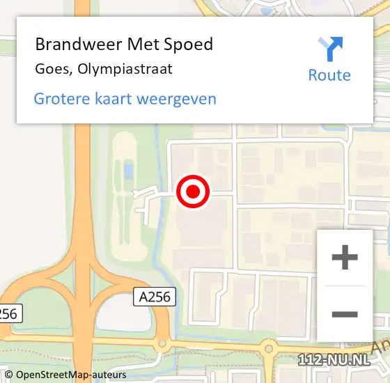 Locatie op kaart van de 112 melding: Brandweer Met Spoed Naar Goes, Olympiastraat op 23 december 2021 19:06