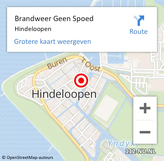 Locatie op kaart van de 112 melding: Brandweer Geen Spoed Naar Hindeloopen op 23 december 2021 19:11