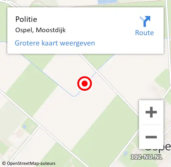 Locatie op kaart van de 112 melding: Politie Ospel, Moostdijk op 23 december 2021 19:14