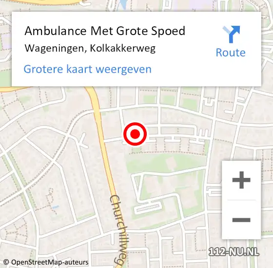 Locatie op kaart van de 112 melding: Ambulance Met Grote Spoed Naar Wageningen, Kolkakkerweg op 23 december 2021 19:23