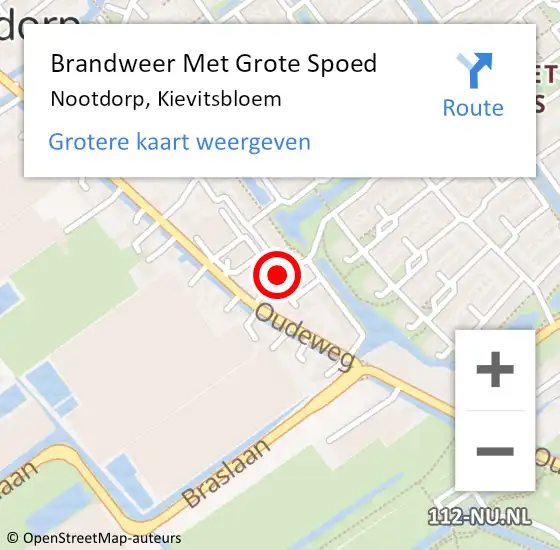 Locatie op kaart van de 112 melding: Brandweer Met Grote Spoed Naar Nootdorp, Kievitsbloem op 23 december 2021 19:35