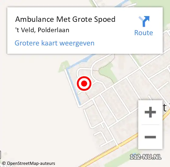 Locatie op kaart van de 112 melding: Ambulance Met Grote Spoed Naar 't Veld, Polderlaan op 23 december 2021 19:42