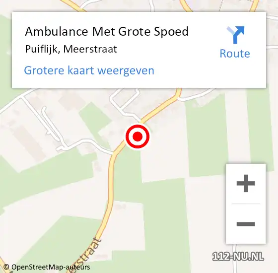 Locatie op kaart van de 112 melding: Ambulance Met Grote Spoed Naar Puiflijk, Meerstraat op 23 december 2021 20:19