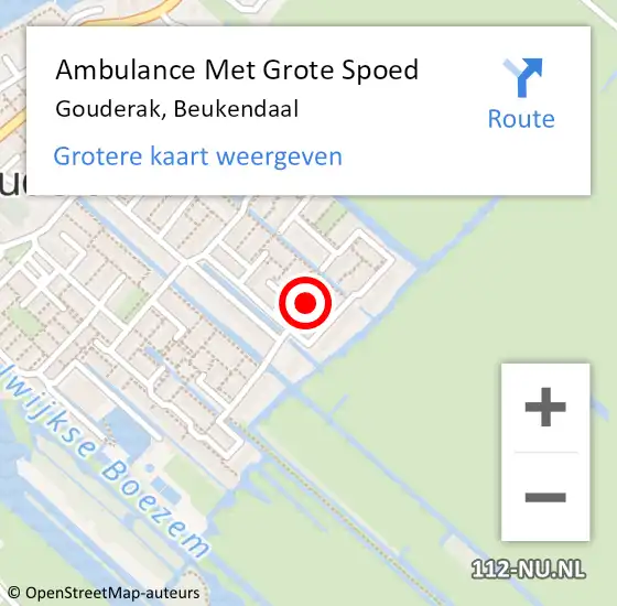 Locatie op kaart van de 112 melding: Ambulance Met Grote Spoed Naar Gouderak, Beukendaal op 23 december 2021 20:20