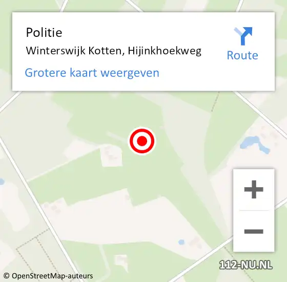 Locatie op kaart van de 112 melding: Politie Winterswijk Kotten, Hijinkhoekweg op 23 december 2021 20:23