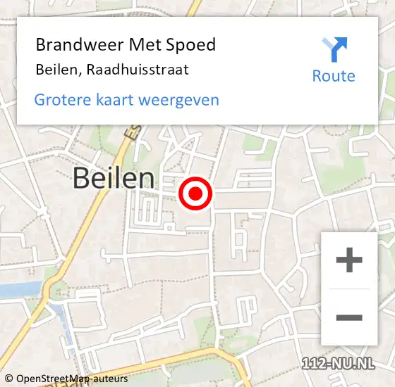 Locatie op kaart van de 112 melding: Brandweer Met Spoed Naar Beilen, Raadhuisstraat op 23 december 2021 20:27