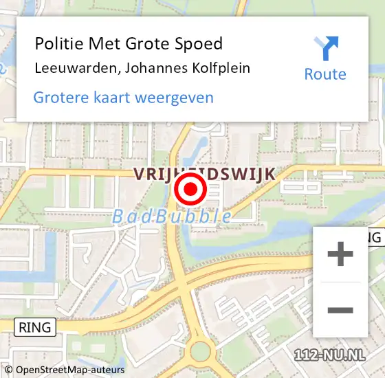 Locatie op kaart van de 112 melding: Politie Met Grote Spoed Naar Leeuwarden, Johannes Kolfplein op 23 december 2021 20:30